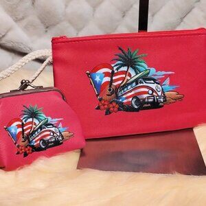 Surfin' USA - Hot Pink - Wristlet and Coin Purse Matching Set
